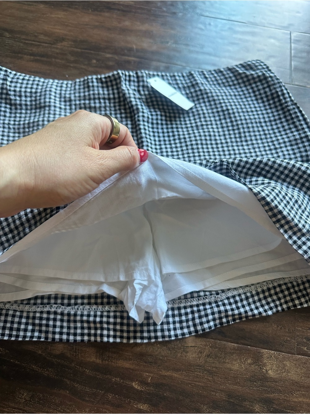 Abercrombie & Fitch Black and White Gingham Mini Skort - Picture 2 of 4